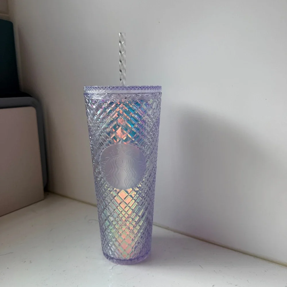 Starbucks 24oz Venti Plaid Iridescent Lilac Purple Cold Cup Tumbler 2021 Release